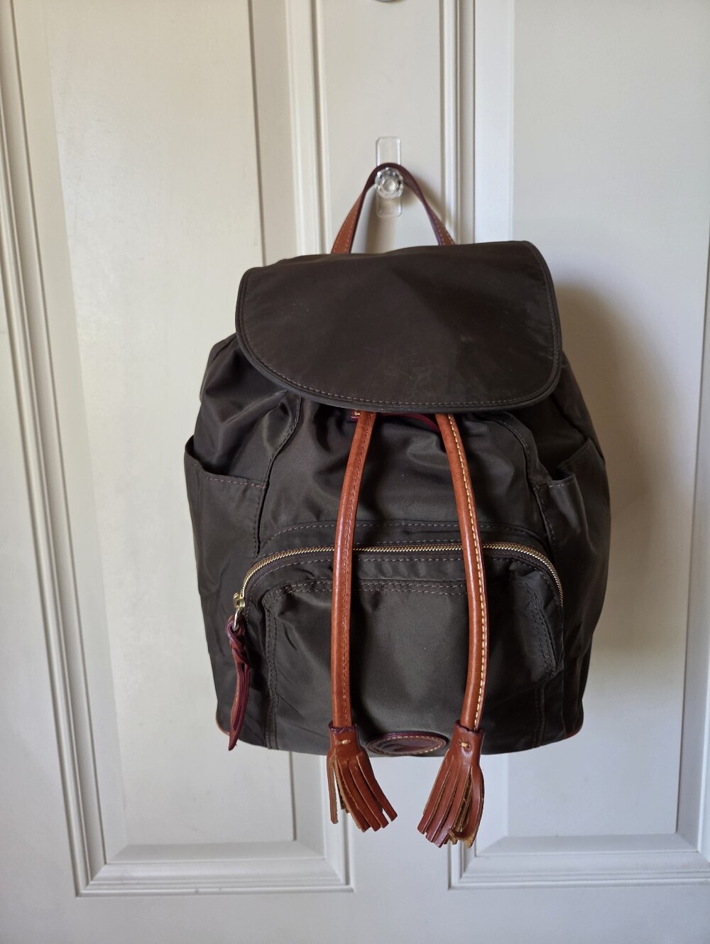 Dooney & Bourke Hunter Green  Leather Backpack With Tassel Detailing #J13411429